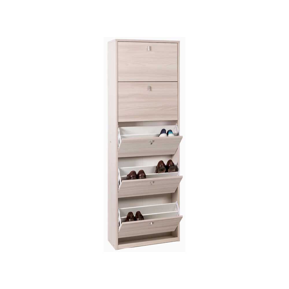 Elegante scarpiera a 5 ante con maniglia satinata Profondità 29 cm finitura Olmo Chiaro by Sarmog by CeramicStore | Lo specialista del tuo bagno