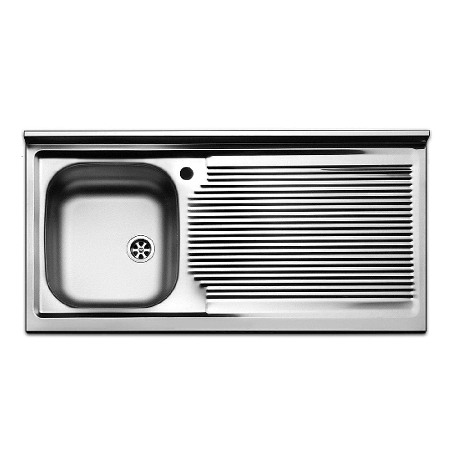 Lavello da cucina in acciaio inox con 1 vasca e sgocciolatoio a destra 100x50 cm by CeramicStore | Lo specialista del tuo bagno