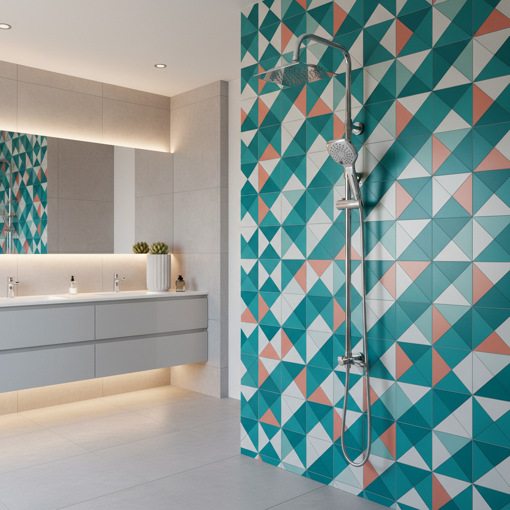 Colonna doccia soffione quadro e doccetta tre getti 130x26 cm - Cromo