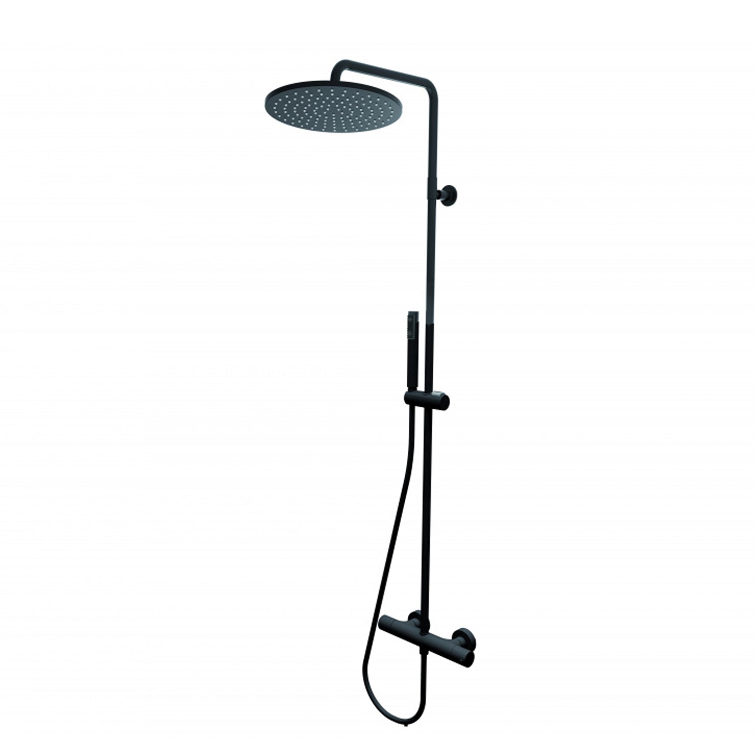 Colonna doccia monocomando nera opaca con soffione tondo Bossini Cosmo da 280 mm by CeramicStore | Lo specialista del tuo bagno