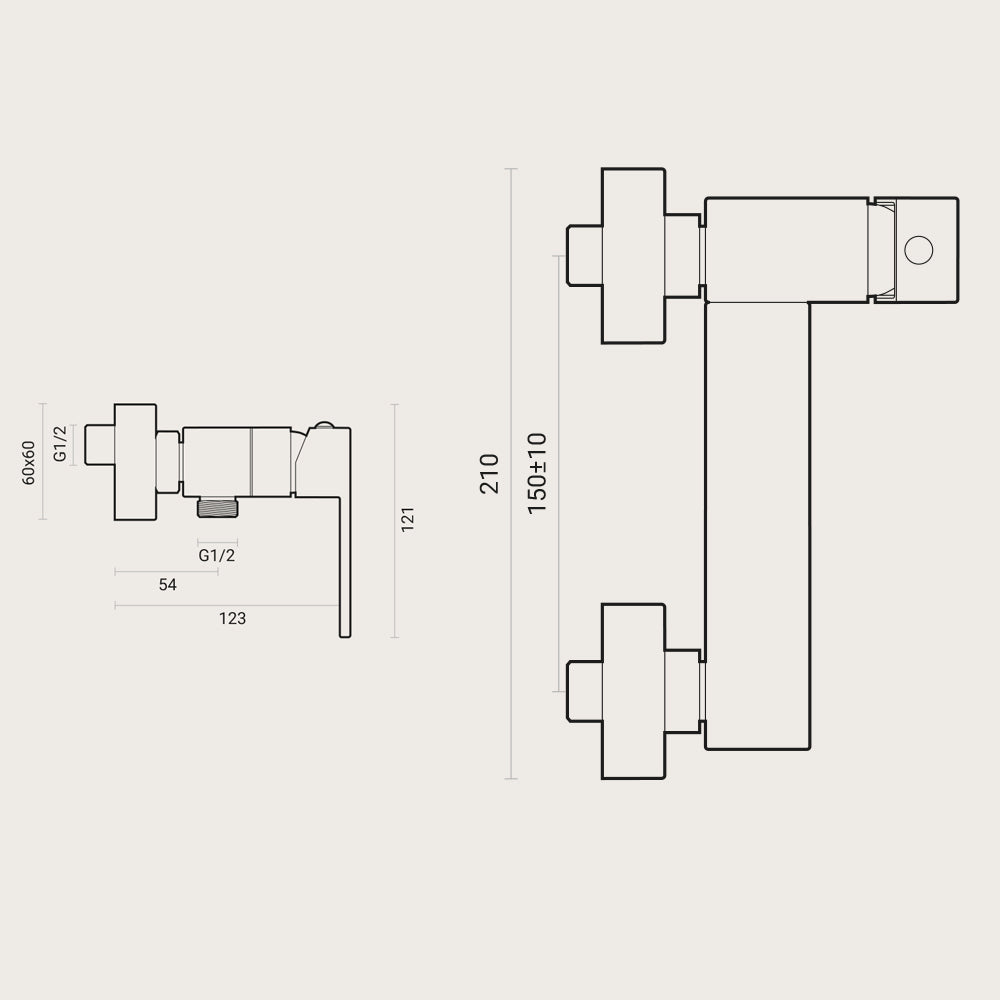 Miscelatore doccia esterno Square ottone cromo senza set doccia by CeramicStore | Lo specialista del tuo bagno