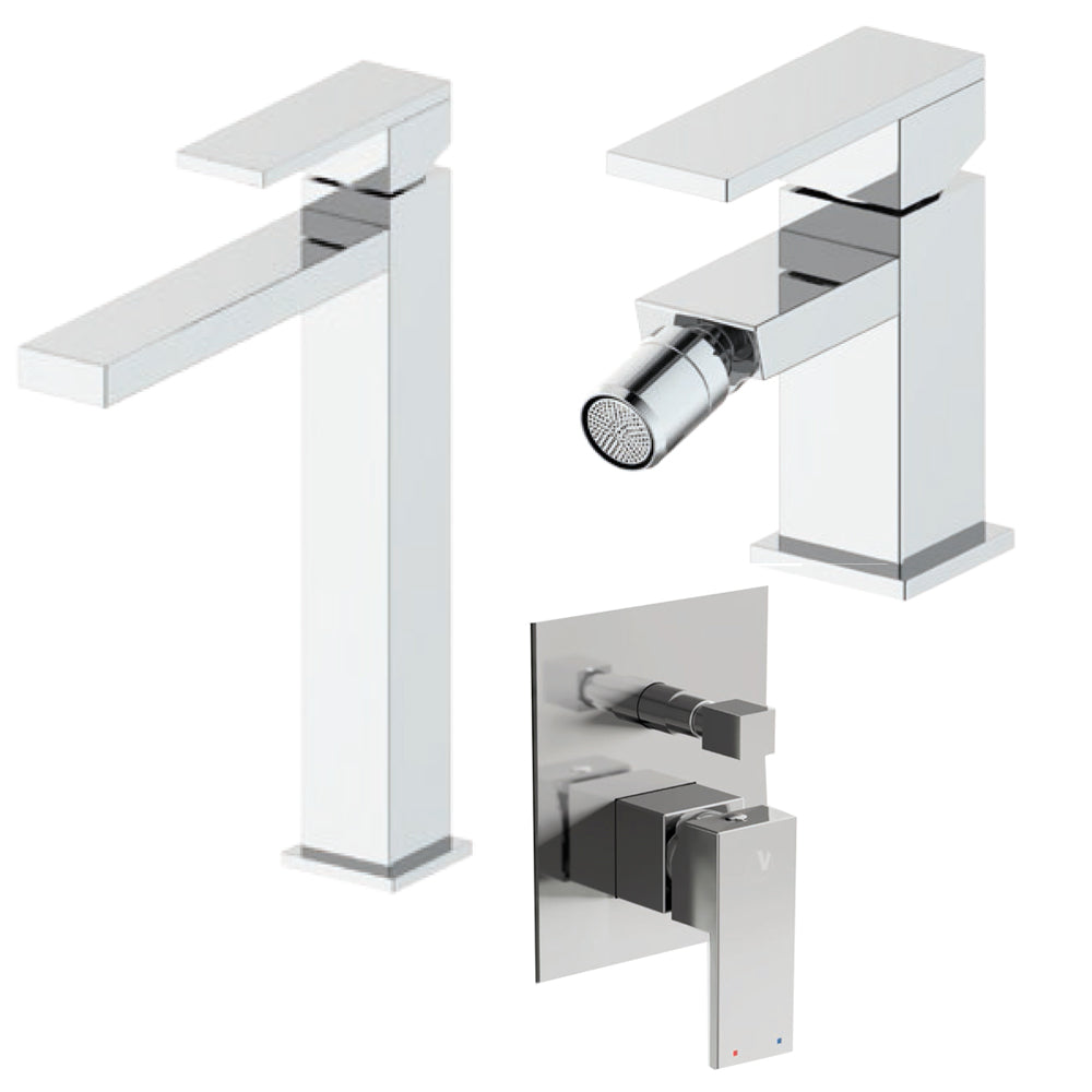Composizione Square con miscelatore lavabo alto, bidet e doccia con deviatore 2 vie by CeramicStore | Lo specialista del tuo bagno