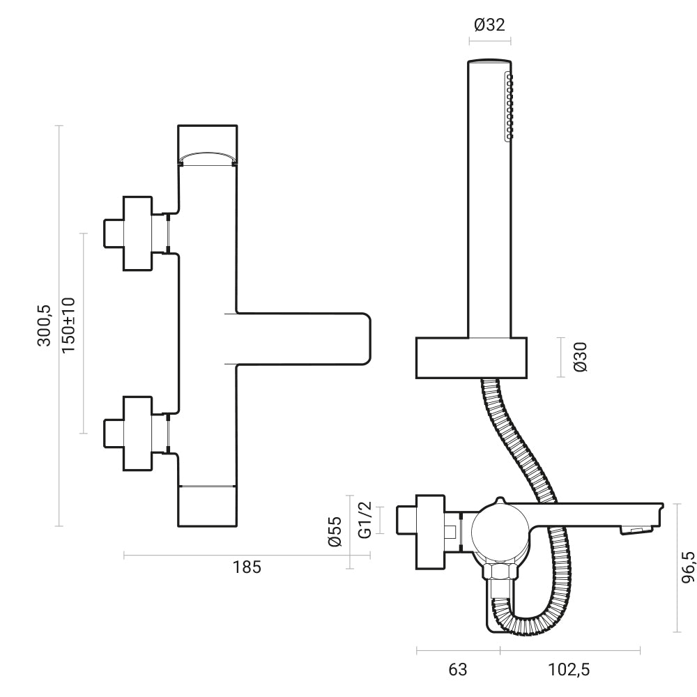 Miscelatore vasca esterno Brezza ottone cromo completo di set doccia by CeramicStore | Lo specialista del tuo bagno