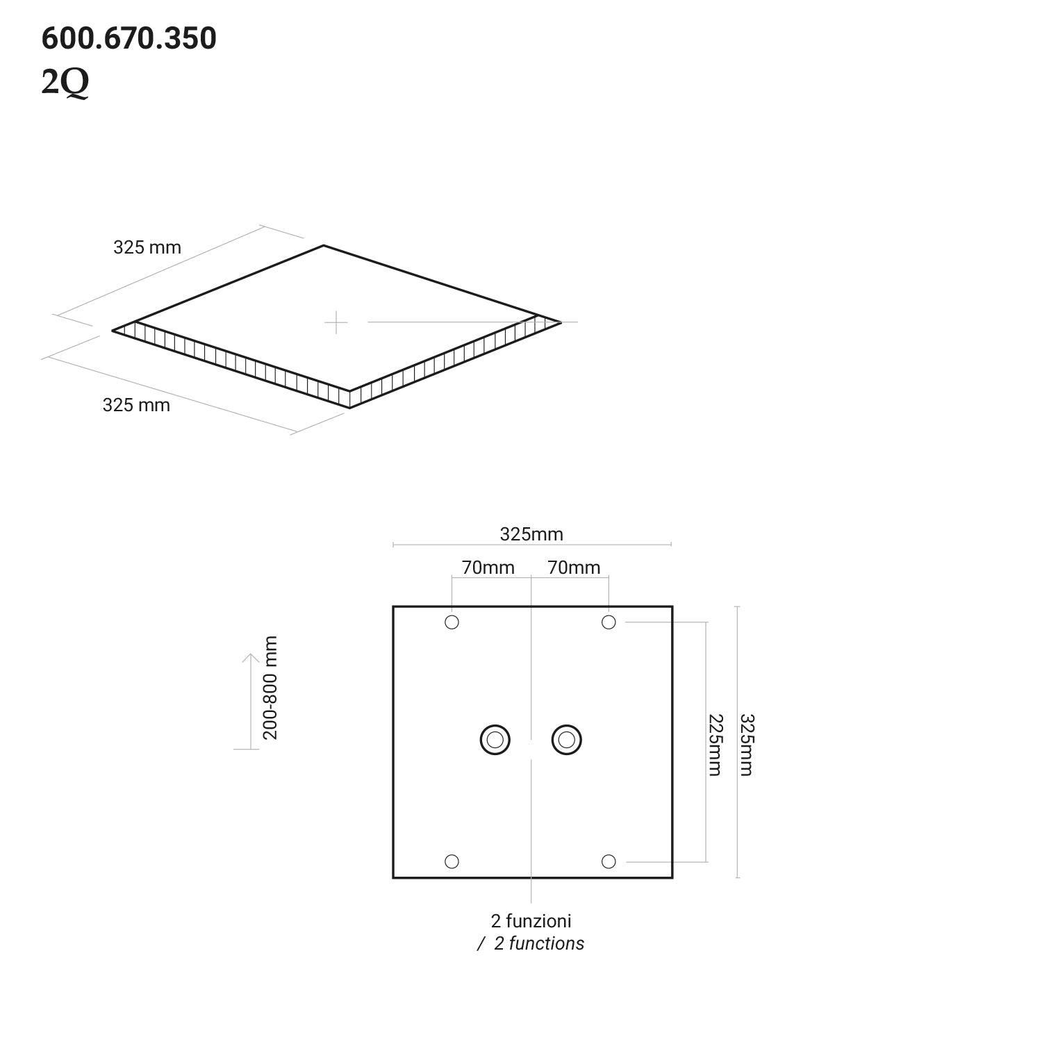 Soffione doccia quadro ad incasso 35x35 cm a 2 vie in acciaio inox 304 lucidato a specchio by CeramicStore | Lo specialista del tuo bagno