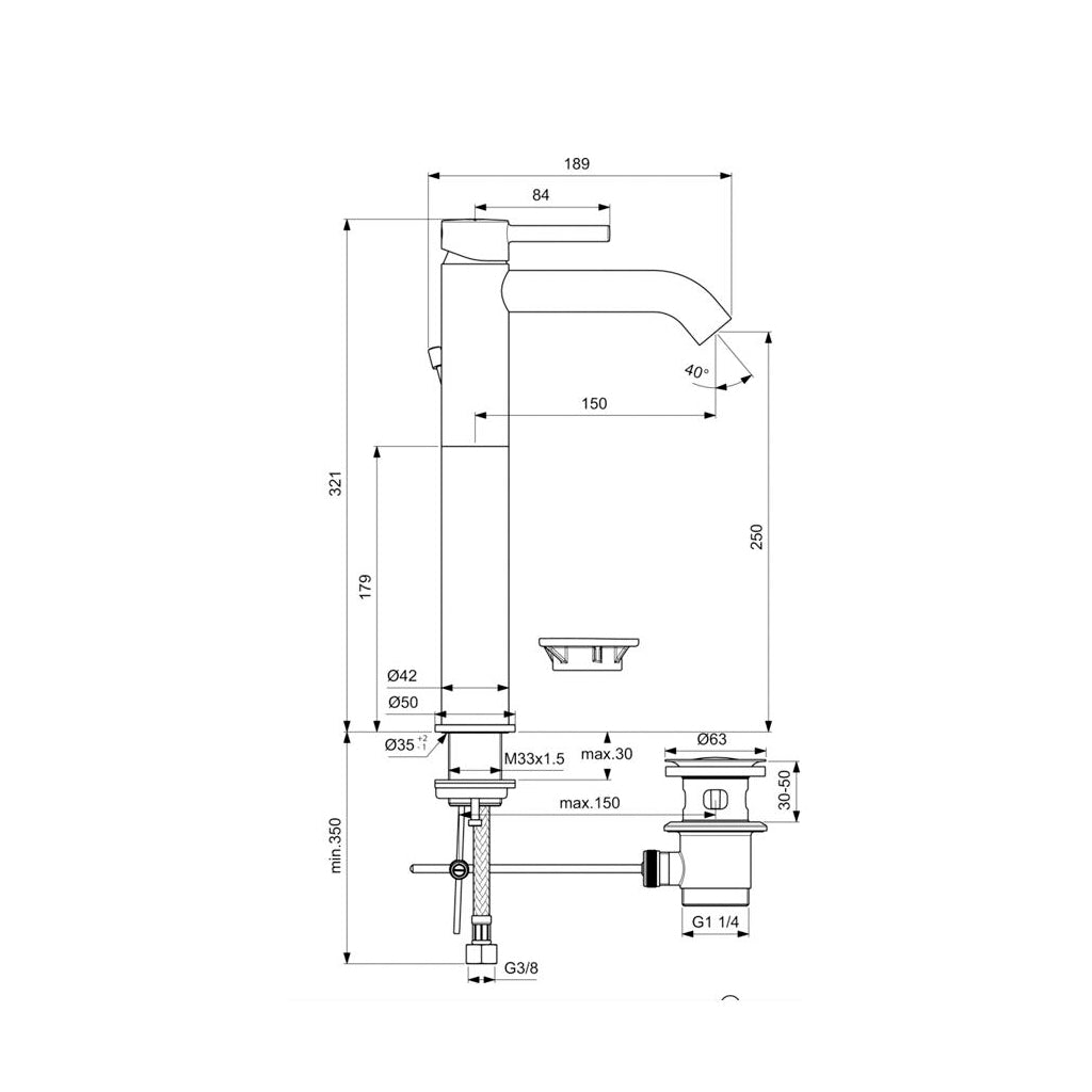 Miscelatore monocomando da appoggio su piano Ideal Standard Ceraline con bocca fissa by CeramicStore | Lo specialista del tuo bagno