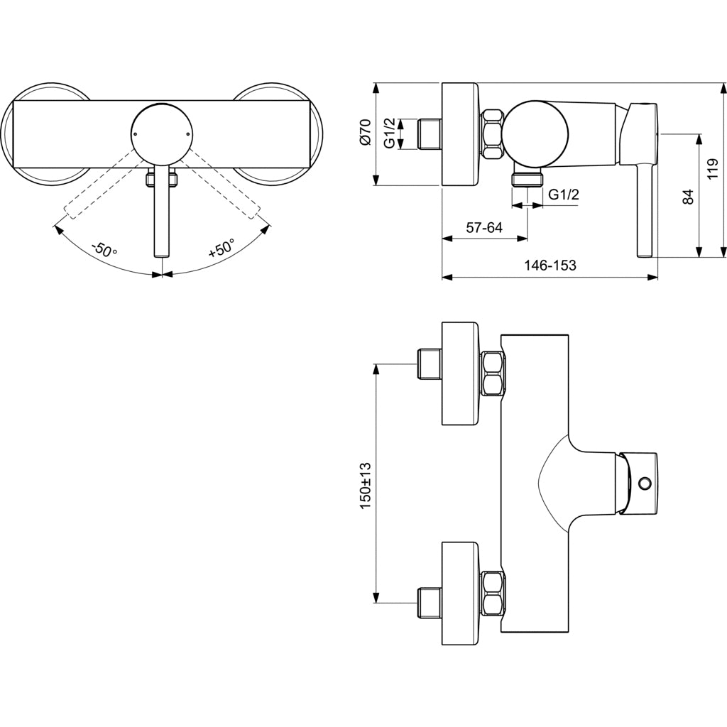Miscelatore monocomando esterno doccia Ideal Standard Ceraline ottone cromato by CeramicStore | Lo specialista del tuo bagno