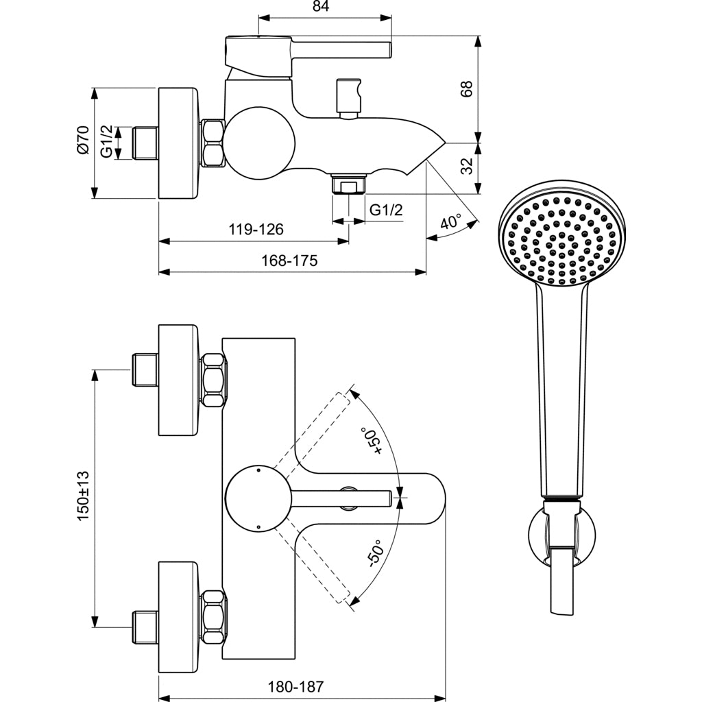 Miscelatore monocomando esterno vasca-doccia Ideal Standard Ceraline ottone cromato by CeramicStore | Lo specialista del tuo bagno