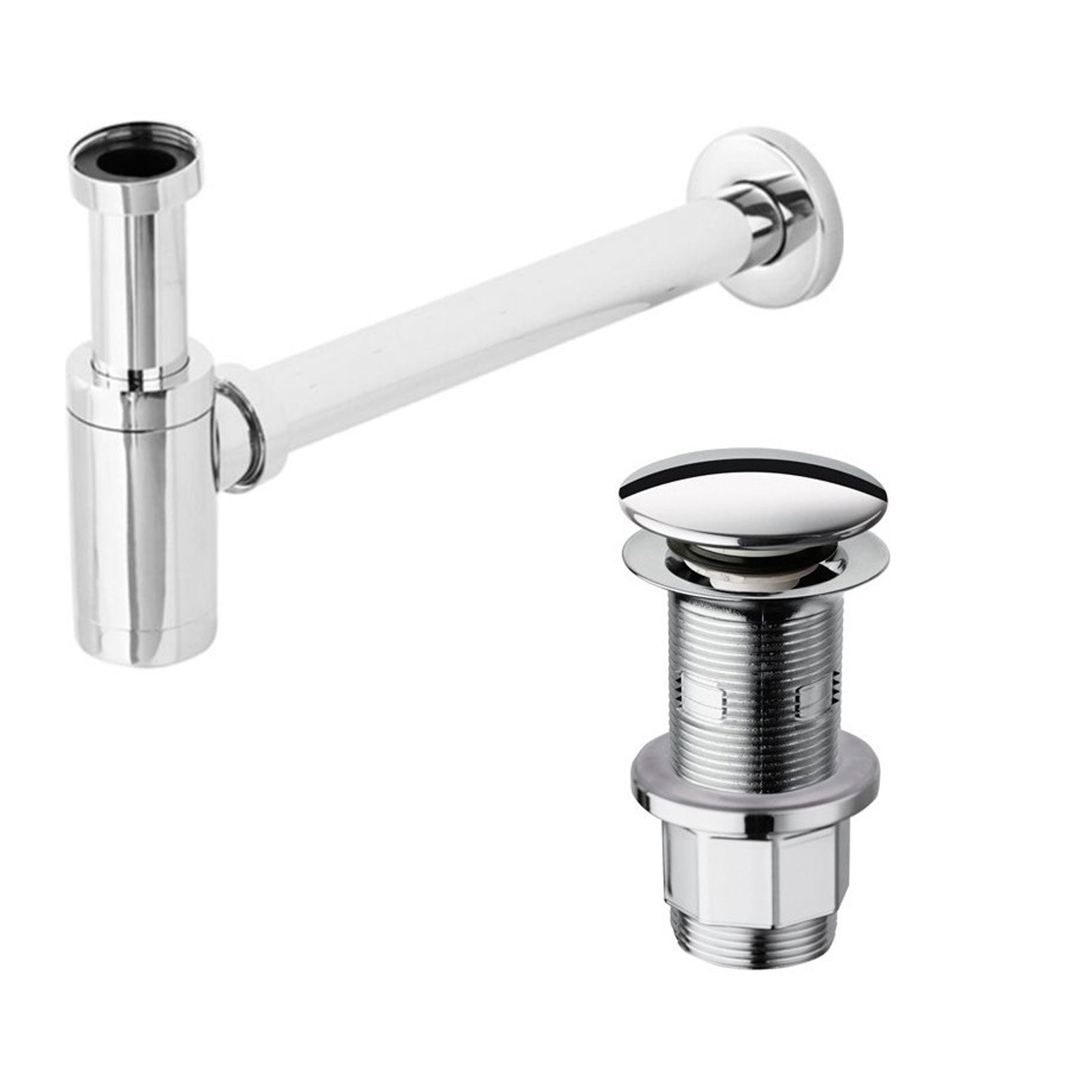 Kit per installazione lavabo con sifone design e piletta clic clac