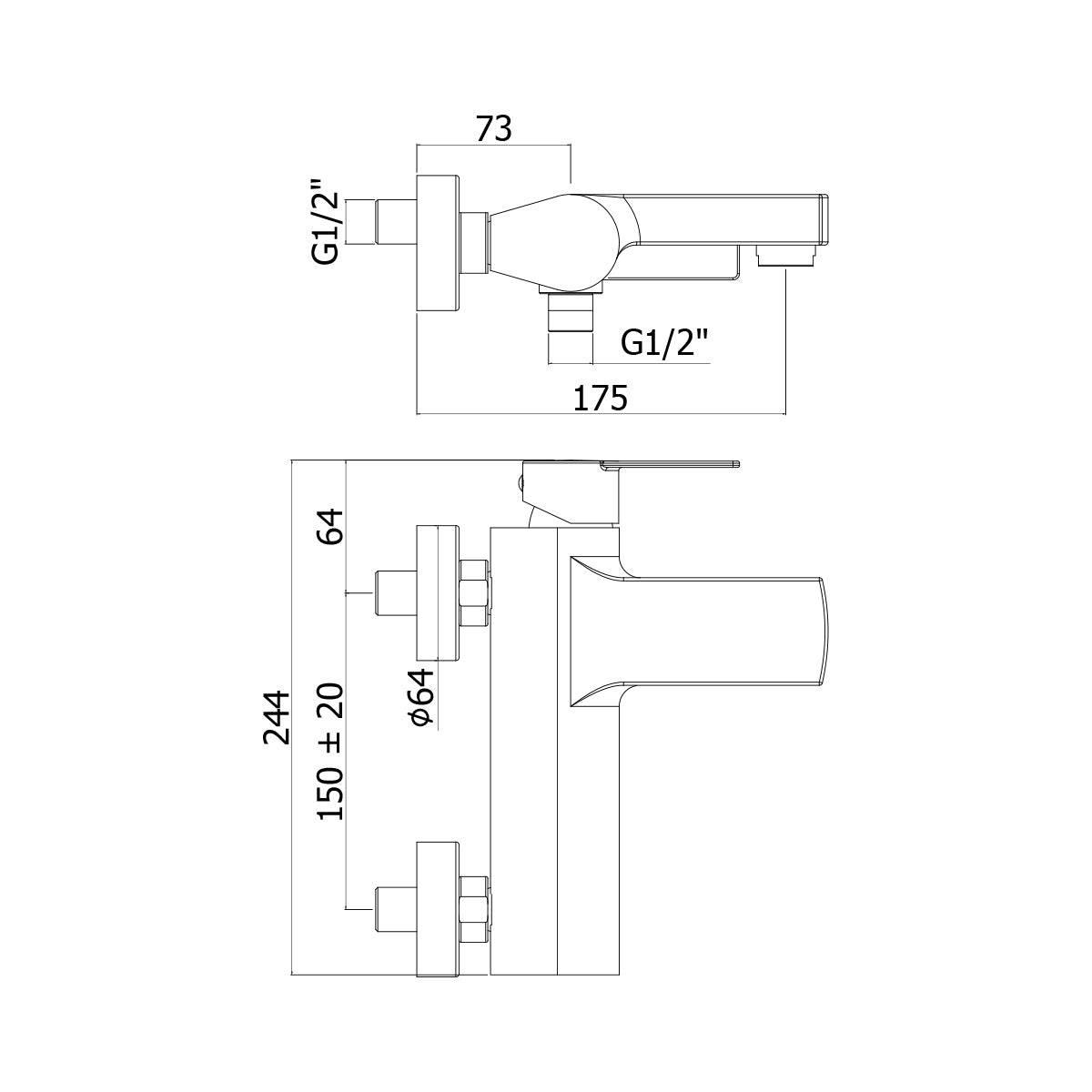 Miscelatore vasca-doccia 2 uscite Paffoni Tango con deviatore e supporto fisso a muro by CeramicStore | Lo specialista del tuo bagno