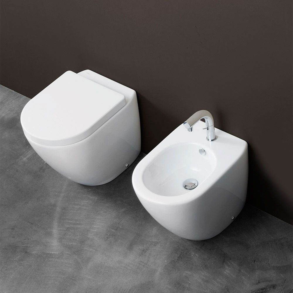 Sanitari filoparete Althea Cover in ceramica con sedile - Bianco Opaco