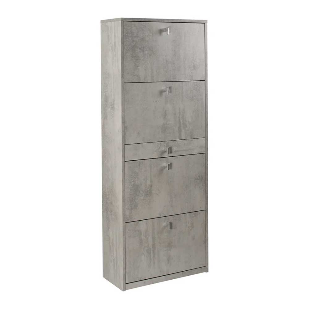 Elegante scarpiera a 4 ante + 1 Cassetto Centrale con maniglia satinata Profondità 29 cm finitura Cemento by Sarmog by CeramicStore | Lo specialista del tuo bagno