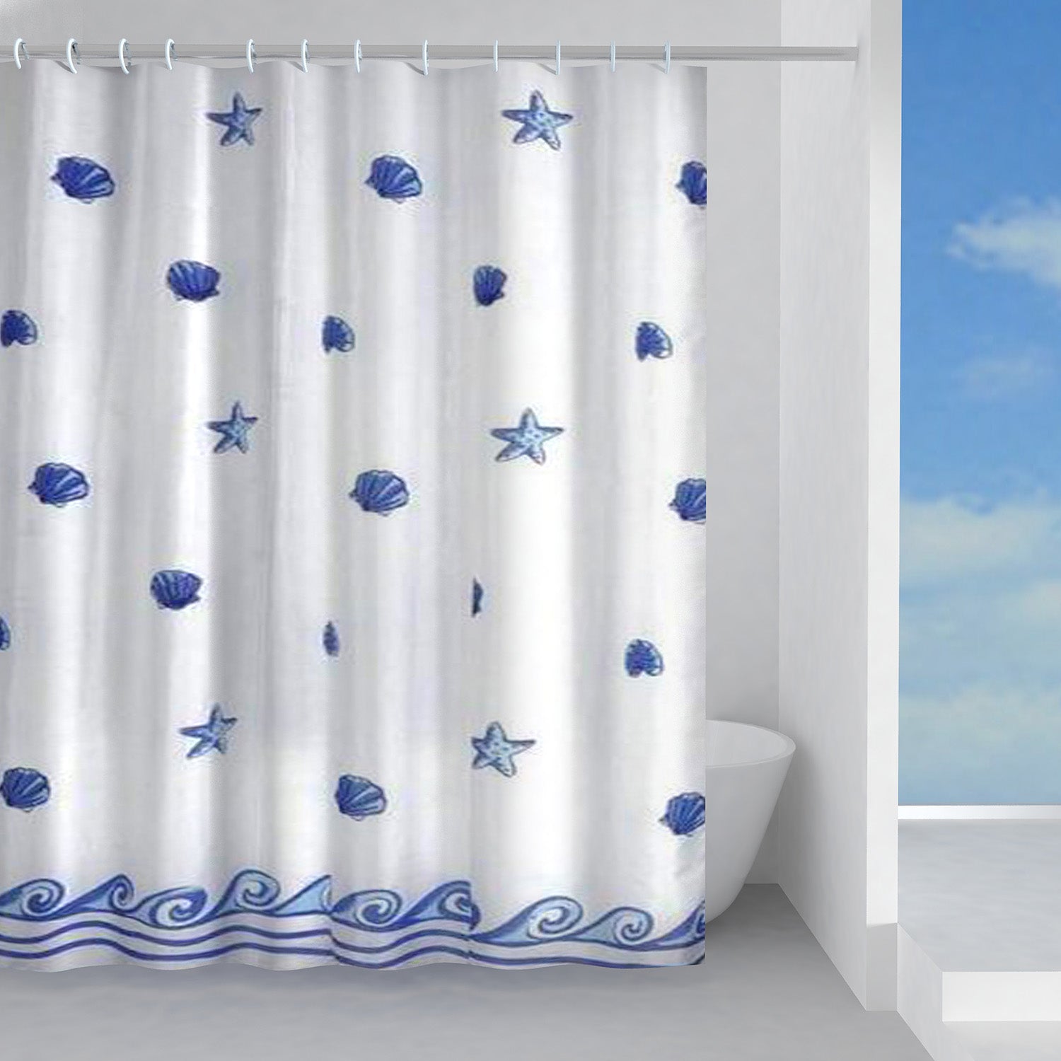 Tenda doccia in tessuto 240x200 cm modello Riva di Gedy - Blu by CeramicStore | Lo specialista del tuo bagno