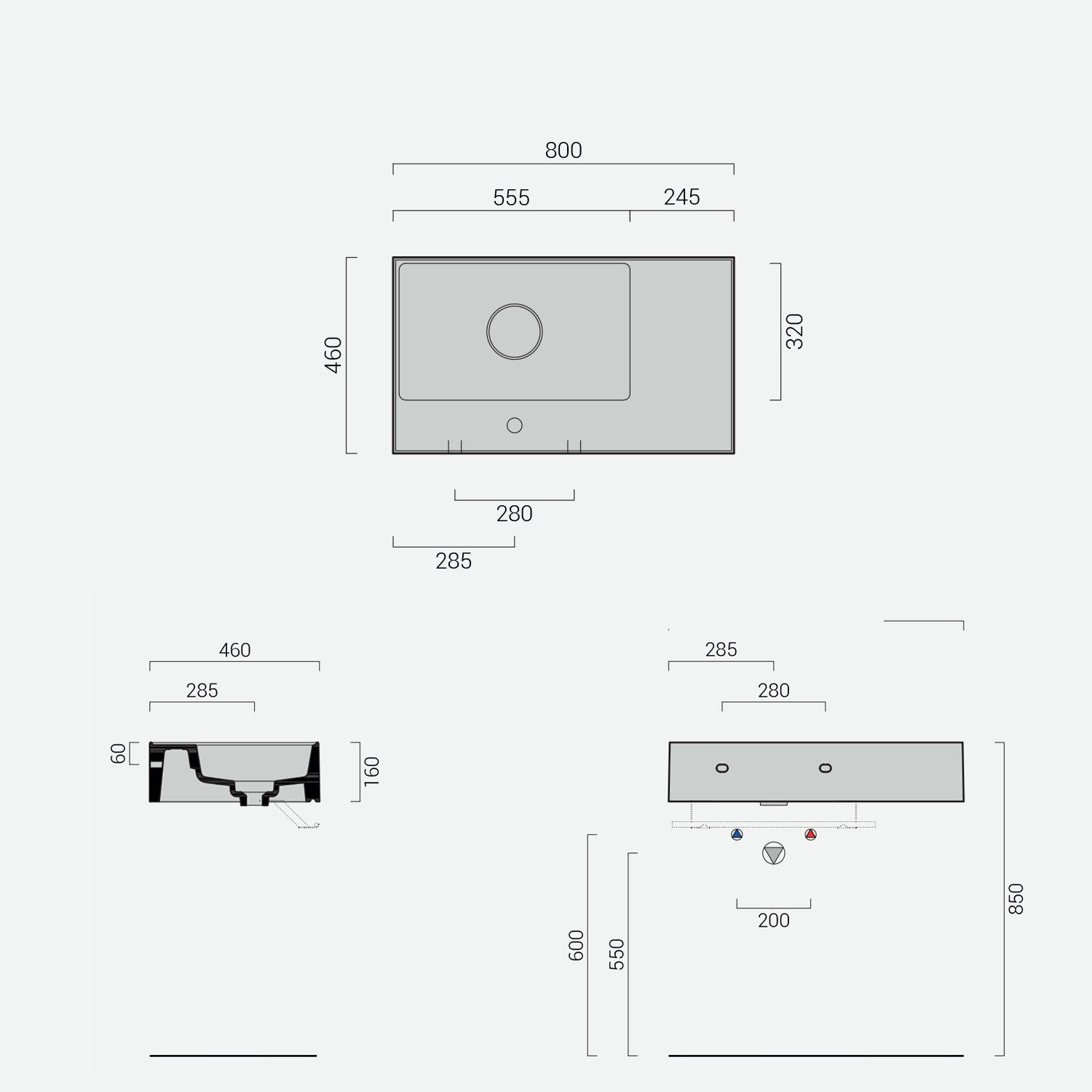 Lavabo lavatrucco Domus Falerii bianco lucido 80x46 cm con vasca a destra by CeramicStore | Lo specialista del tuo bagno