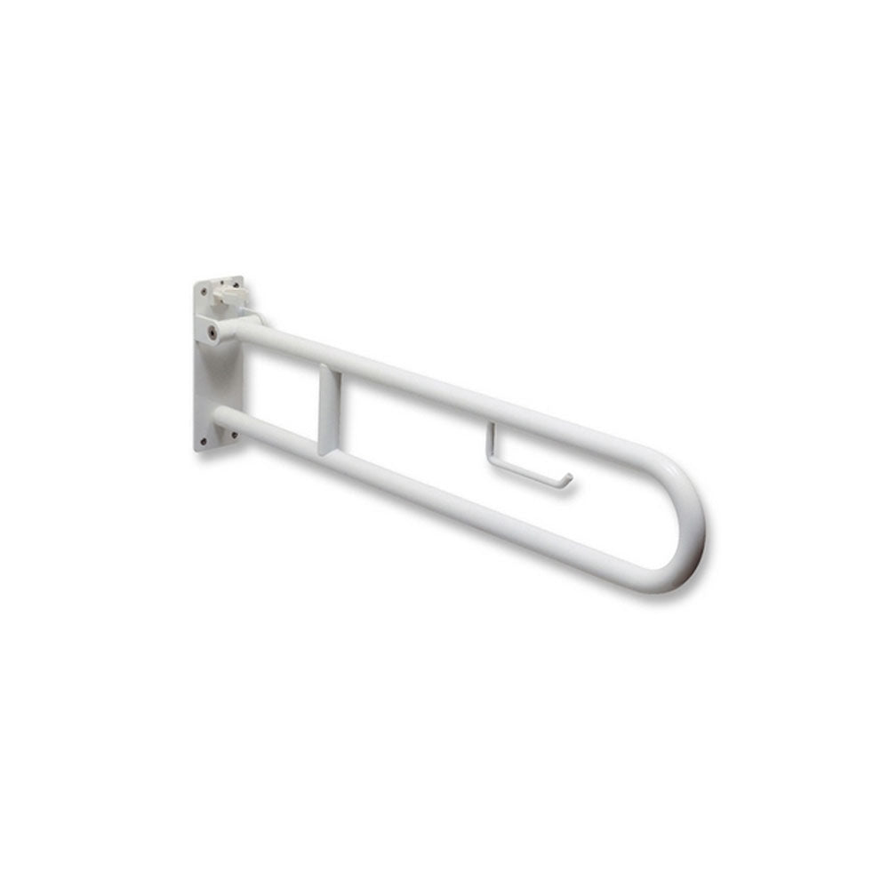 Barra di sostegno ribaltabile 85 cm acetalico bianco con portacarta igienica by CeramicStore | Lo specialista del tuo bagno