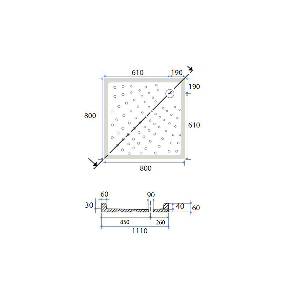 Piatto doccia quadro ceramica bianca 80x80 con altezza 6 cm by CeramicStore | Lo specialista del tuo bagno