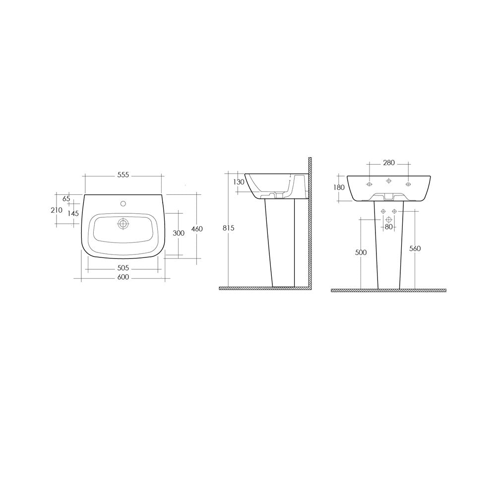 Lavabo monoforo sospeso One ceramica bianca con troppopieno lunghezza 60 cm by CeramicStore | Lo specialista del tuo bagno