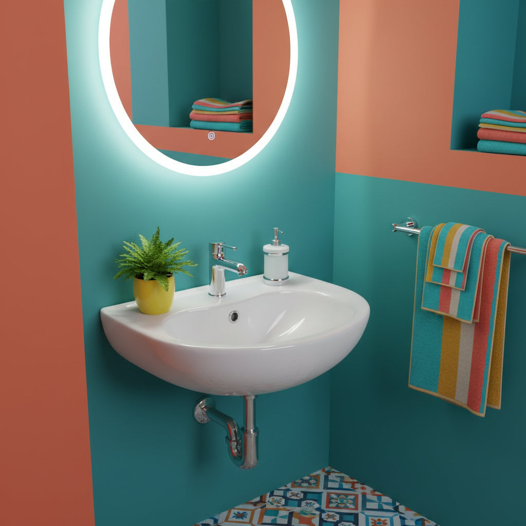 Lavabo a parete ceramica bianca 37x45 con foro monocomando by CeramicStore | Lo specialista del tuo bagno