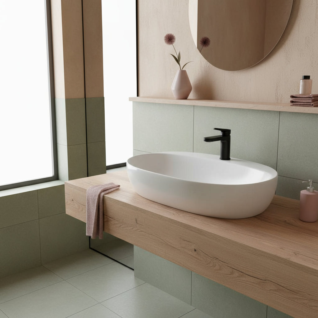 Lavabo da appoggio Ceramica Azzurra Elegance 60X42 con foro rubinetto
