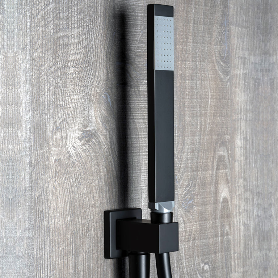 Kit doccia quadrato in ottone RubiFlux Square con supporto e flessibile 150 cm - Grigio Fango by CeramicStore | Lo specialista del tuo bagno