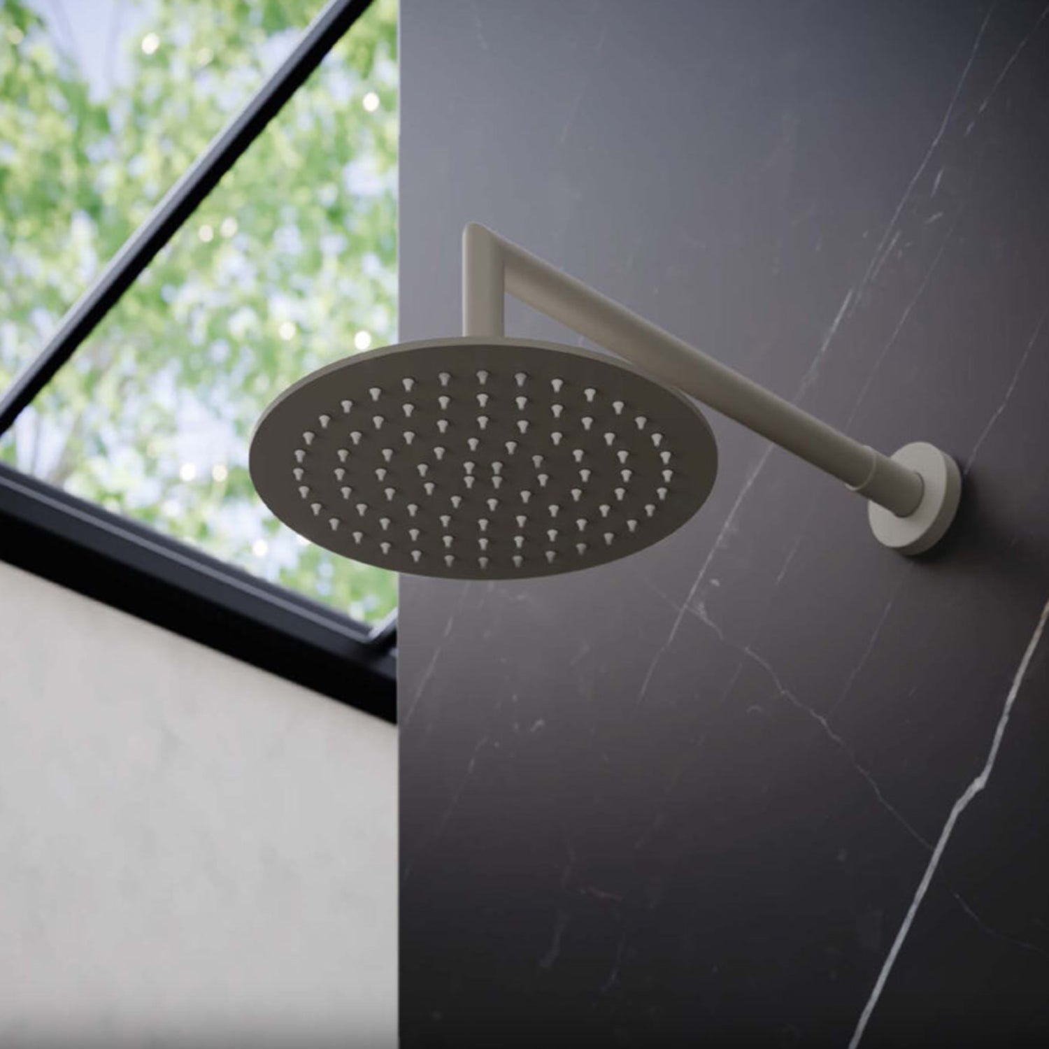 Soffione doccia rotondo ภ25 cm RubiFlux con getti anticalcare in silicone - Grigio Fango by CeramicStore | Lo specialista del tuo bagno
