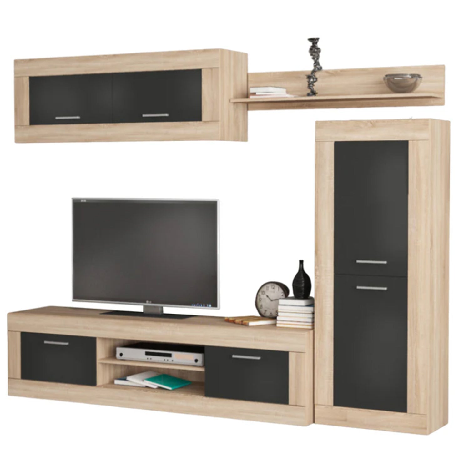 Kit parete living modello Amber - Quercia naturale e antracite by CeramicStore | Lo specialista del tuo bagno