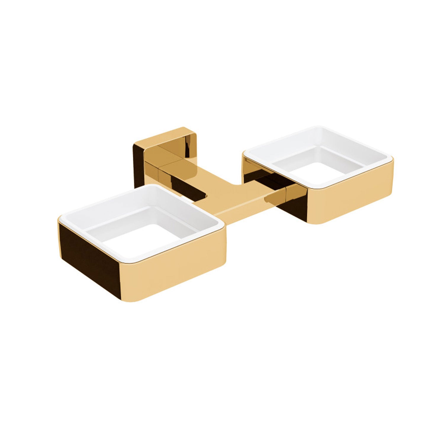 Ghiera porta accessori doppia da fissare a parete in ottone collezione Dado di Lineabeta - metallo oro by CeramicStore | Lo specialista del tuo bagno