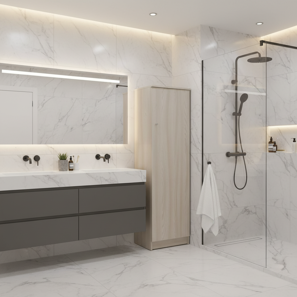 Mobile Colonna con apertura ad un anta e 2 ripiani regolabili finitura Olmo Chiaro by Sarmog