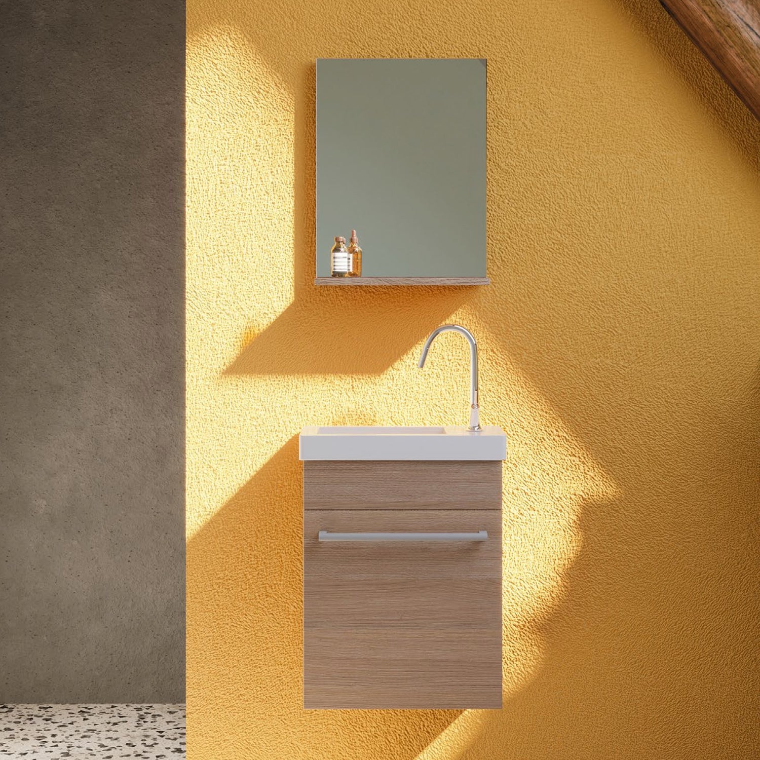 Mobile bagno con lavabo e specchiera Cubi&Co Pick - Rovere Fumo by CeramicStore | Lo specialista del tuo bagno