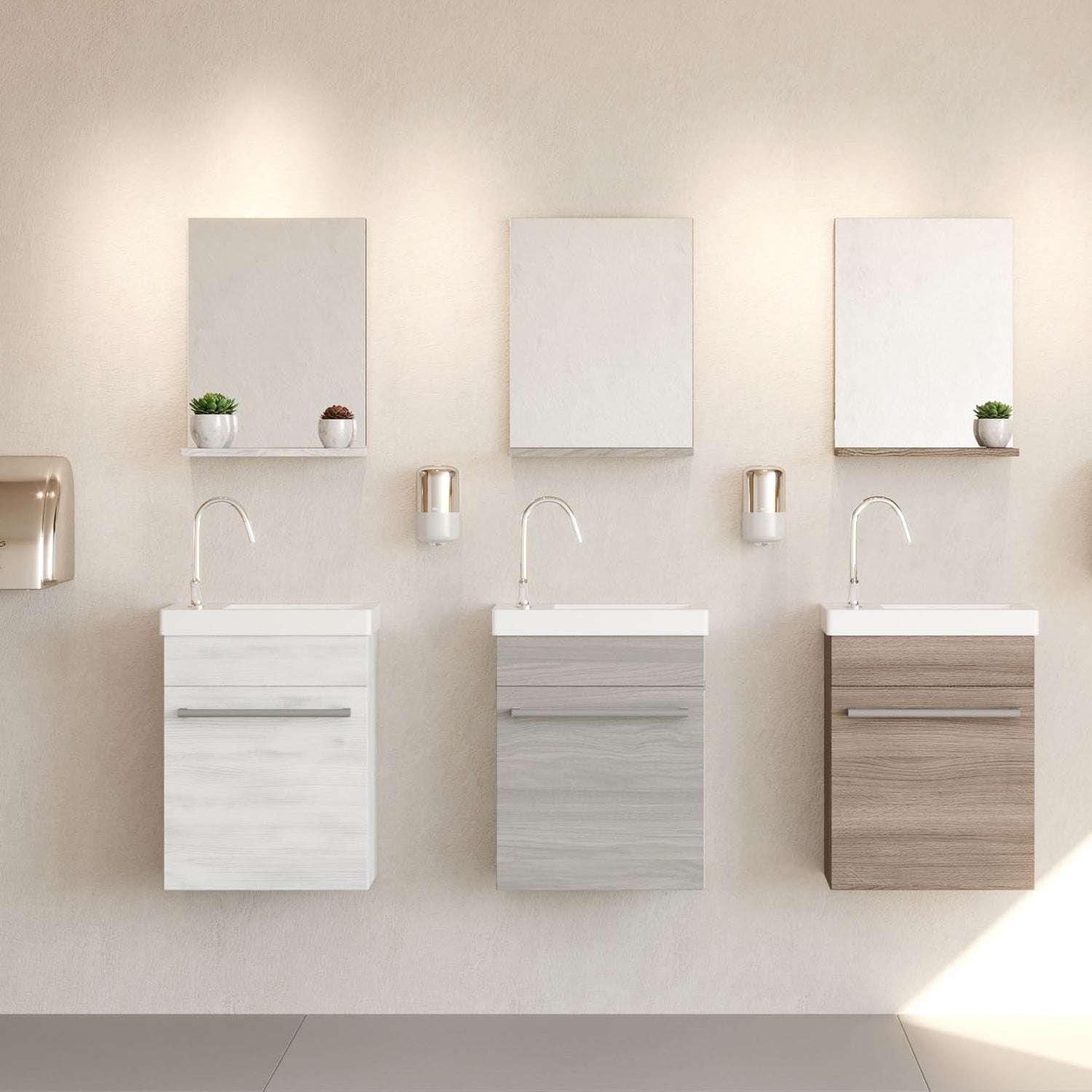 Mobile bagno con lavabo e specchiera Cubi&Co Pick - Rovere Bianco by CeramicStore | Lo specialista del tuo bagno