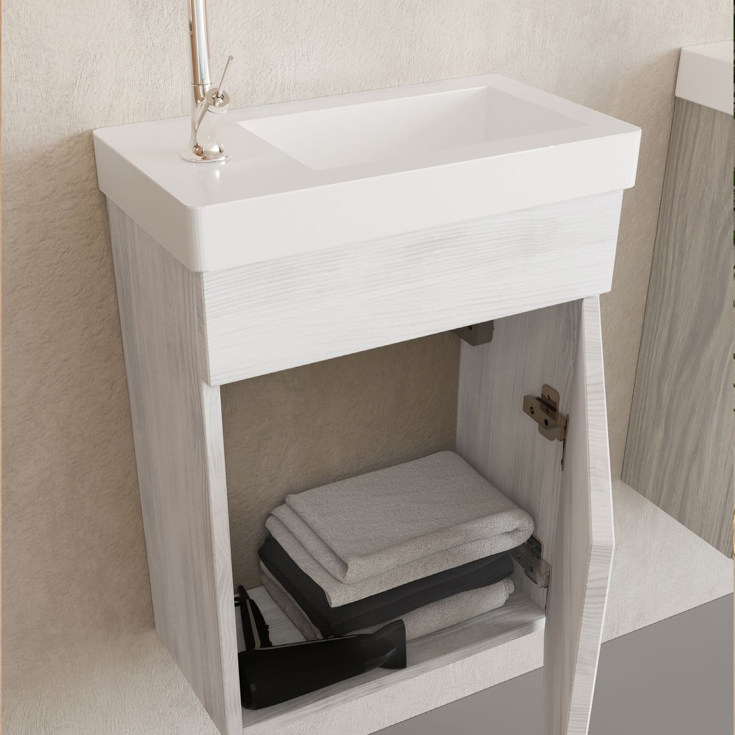 Mobile bagno con lavabo e specchiera Cubi&Co Pick - Rovere Bianco by CeramicStore | Lo specialista del tuo bagno
