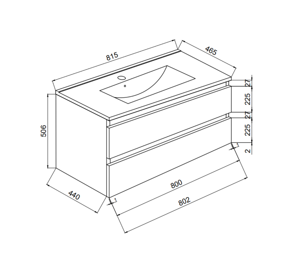 Mobile bagno sospeso 80 cm con specchiera e lavabo integrato Cubi&Co modello Symmetry Classic 2 - Rovere Grigio by CeramicStore | Lo specialista del tuo bagno