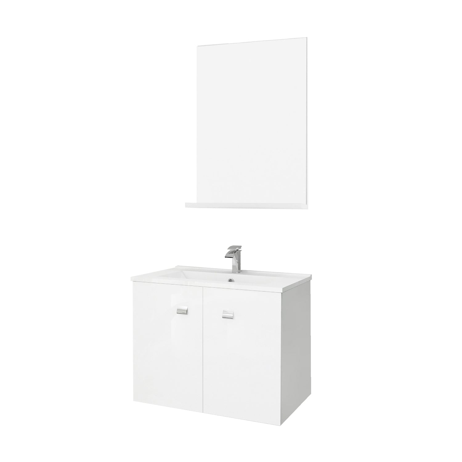 Mobile bagno sospeso con lavabo e specchiera Cubi&Co Smeraldo 60 cm - Bianco Lucido by CeramicStore | Lo specialista del tuo bagno