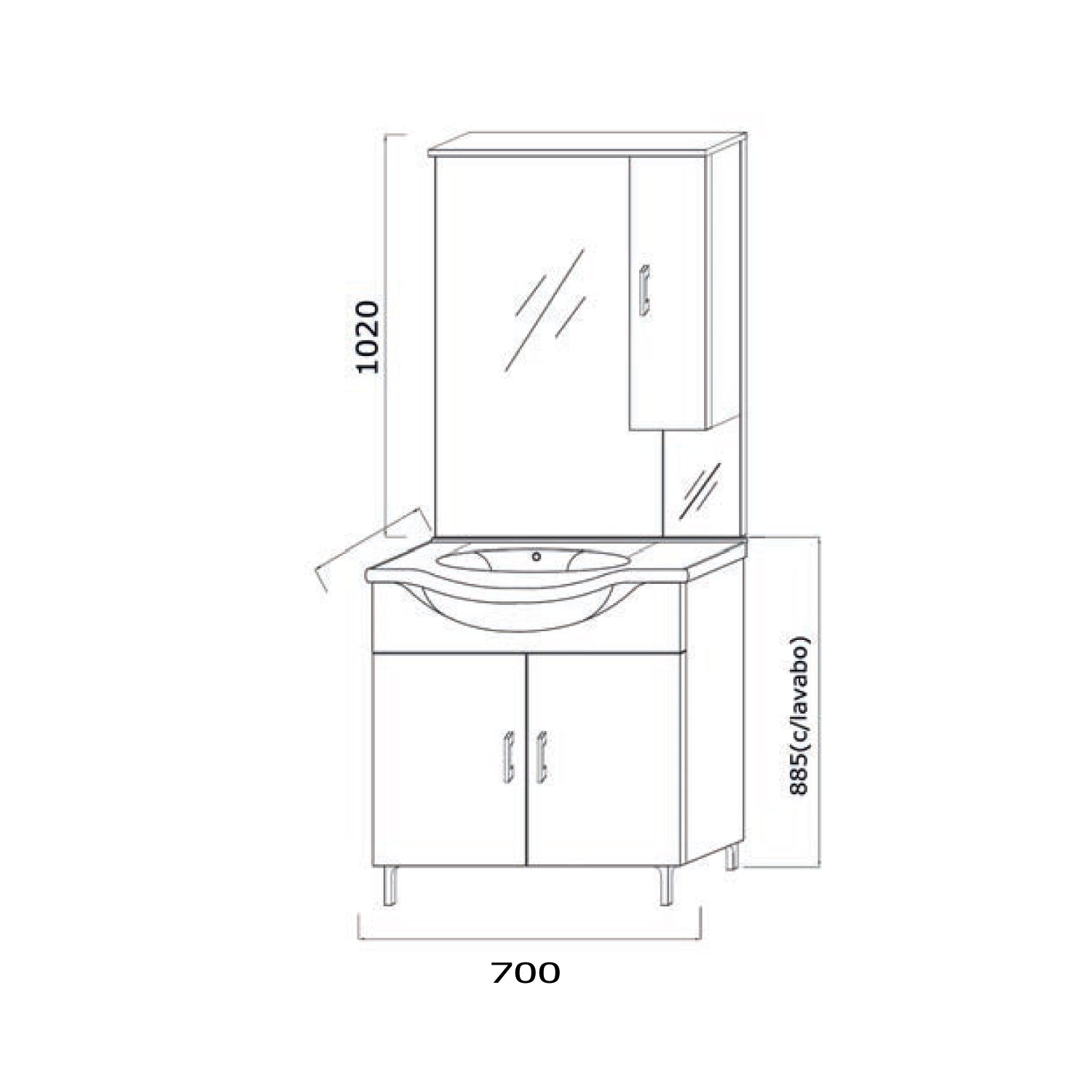 Mobile bagno completo di lavabo e specchio con pensile cm 75 Bianco Lucido Cubi&Co Beach 1 by CeramicStore | Lo specialista del tuo bagno