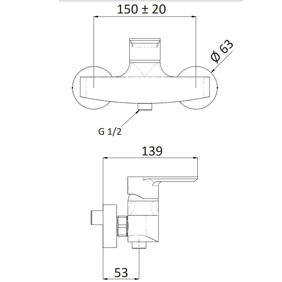 Miscelatore monocomando doccia esterno senza accessori Rubinetterie Mariani linea Avenue by CeramicStore | Lo specialista del tuo bagno