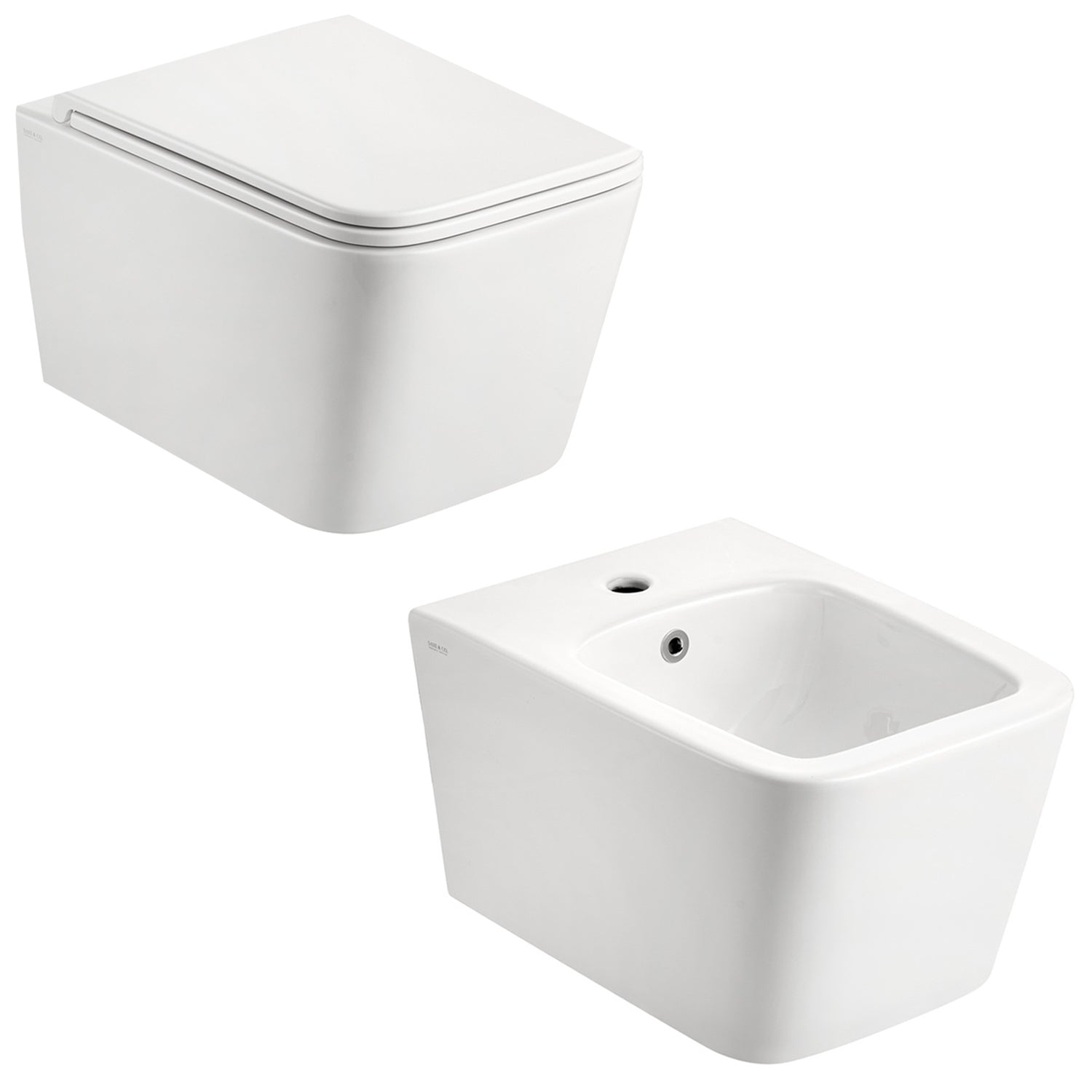 Sanitari bagno sospesi con coprivaso BathCore modello Velvet Rimless/Tornado Quiet 49x34 cm - Bianco