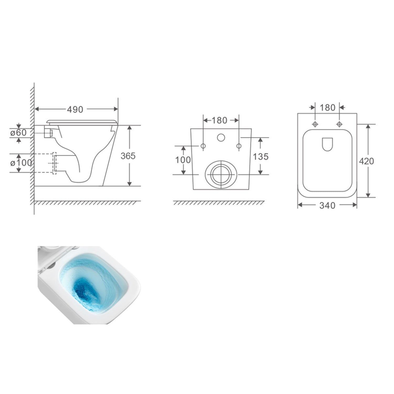 Sanitari bagno sospesi con coprivaso BathCore modello Velvet Rimless/Tornado Quiet 49x34 cm - Bianco
