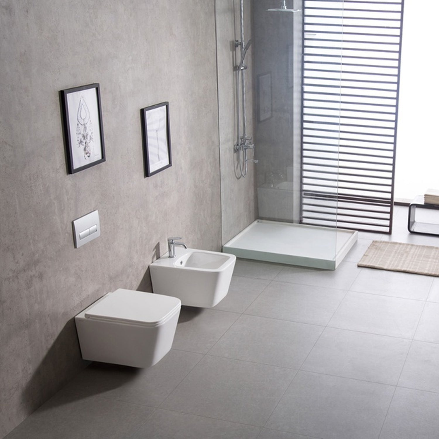 Sanitari bagno sospesi con coprivaso BathCore modello Velvet Rimless/Tornado Quiet 49x34 cm - Bianco