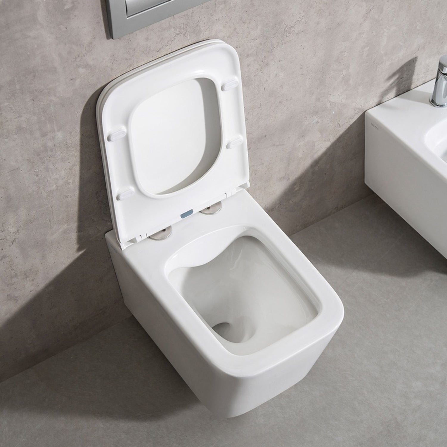 Sanitari bagno sospesi con coprivaso BathCore modello Velvet Rimless/Tornado Quiet 49x34 cm - Bianco