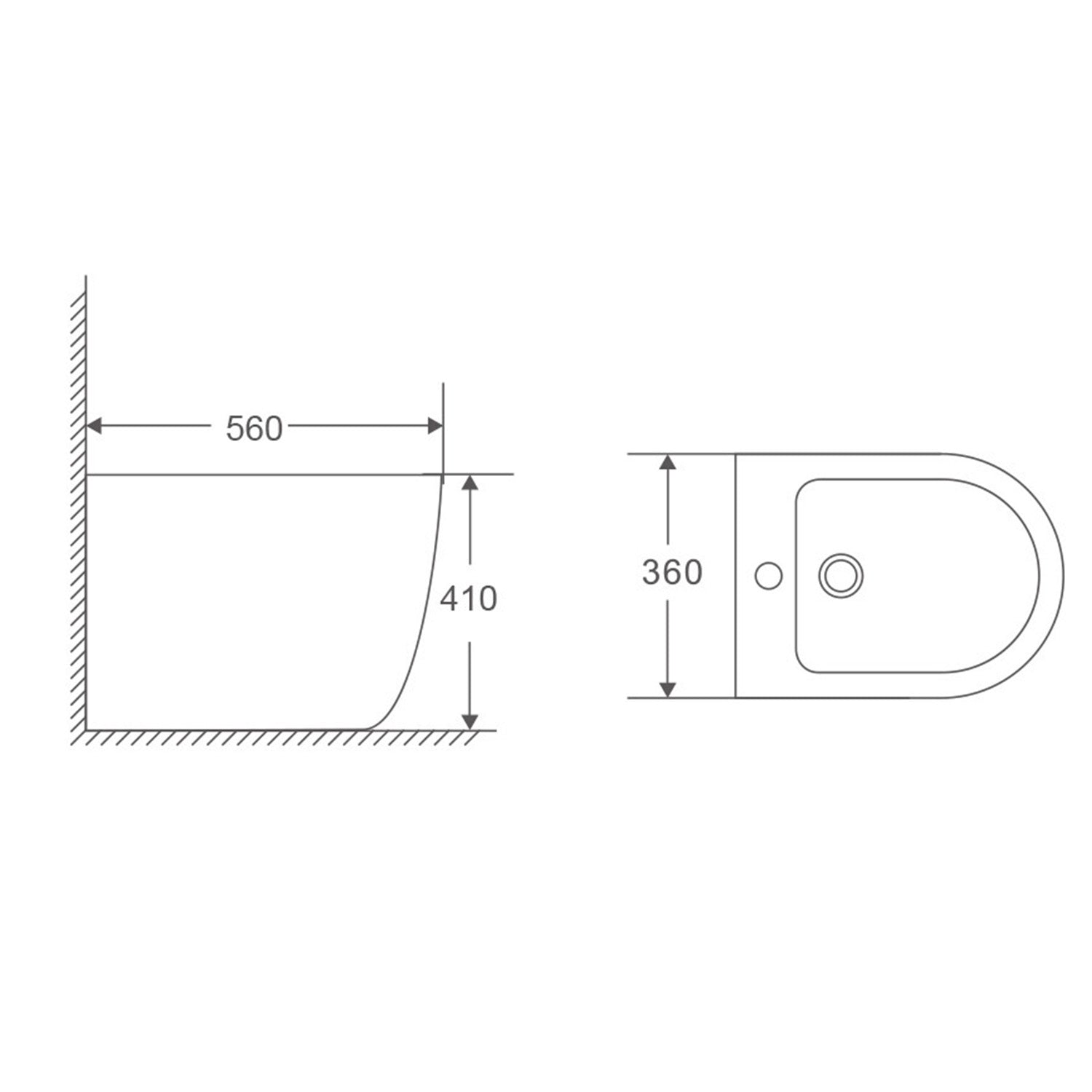 Sanitari bagno filomuro BathCore modello PureEssence Rimless/Tornado Quiet 57x36.5 cm - Bianco