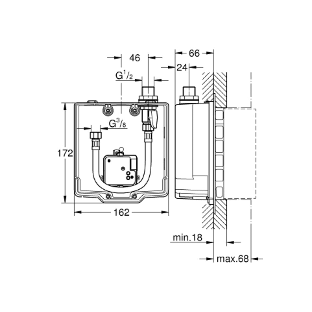 Corpo miscelatore elettronico per lavabo a corrente Euroeco con codice 273-H36273 by CeramicStore | Lo specialista del tuo bagno