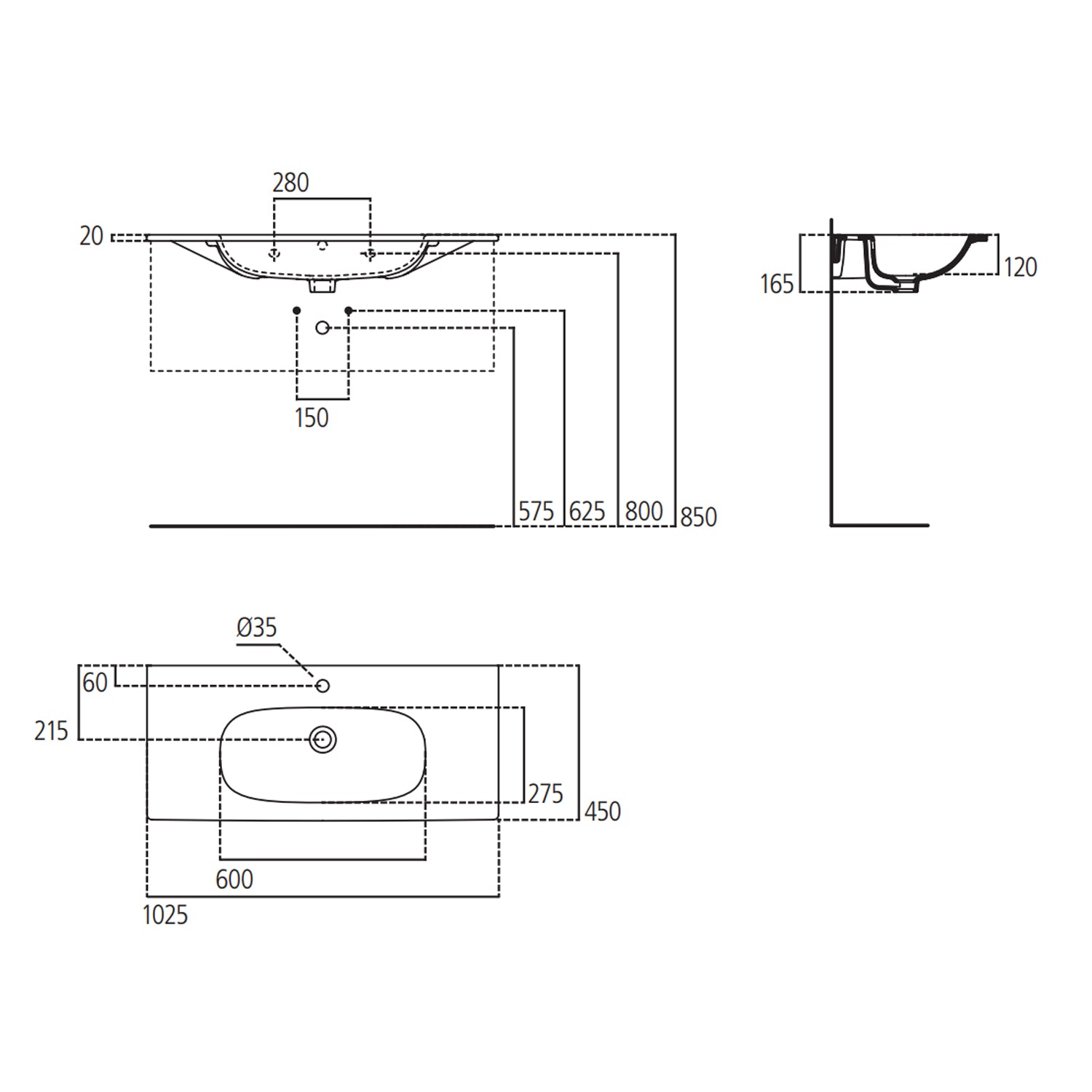 Lavabo top Ideal Standard Tesi 102,5x45 cm by CeramicStore | Lo specialista del tuo bagno