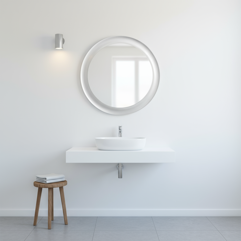 Specchio bianco rotondo serie Imma diametro esterno 49 cm