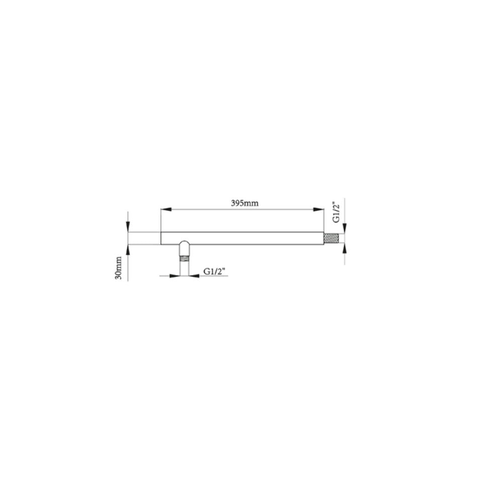 Braccio doccia tondo in ottone cm 39,5 attacchi G 1/2'' by CeramicStore | Lo specialista del tuo bagno