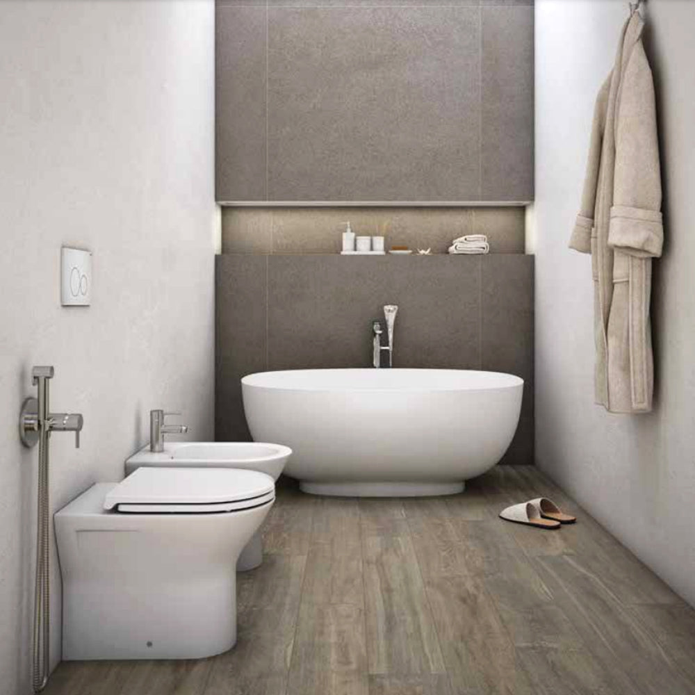 Sanitari Filomuro cm 36x55 mod. Sensation wc rimless+bidet+sedile soft close scarico universale Bianco Matto