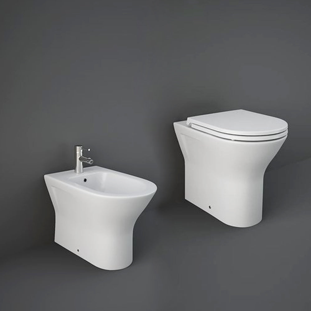 Sanitari Filomuro cm 36x55 mod. Sensation wc rimless+bidet+sedile soft close scarico universale Bianco Matto