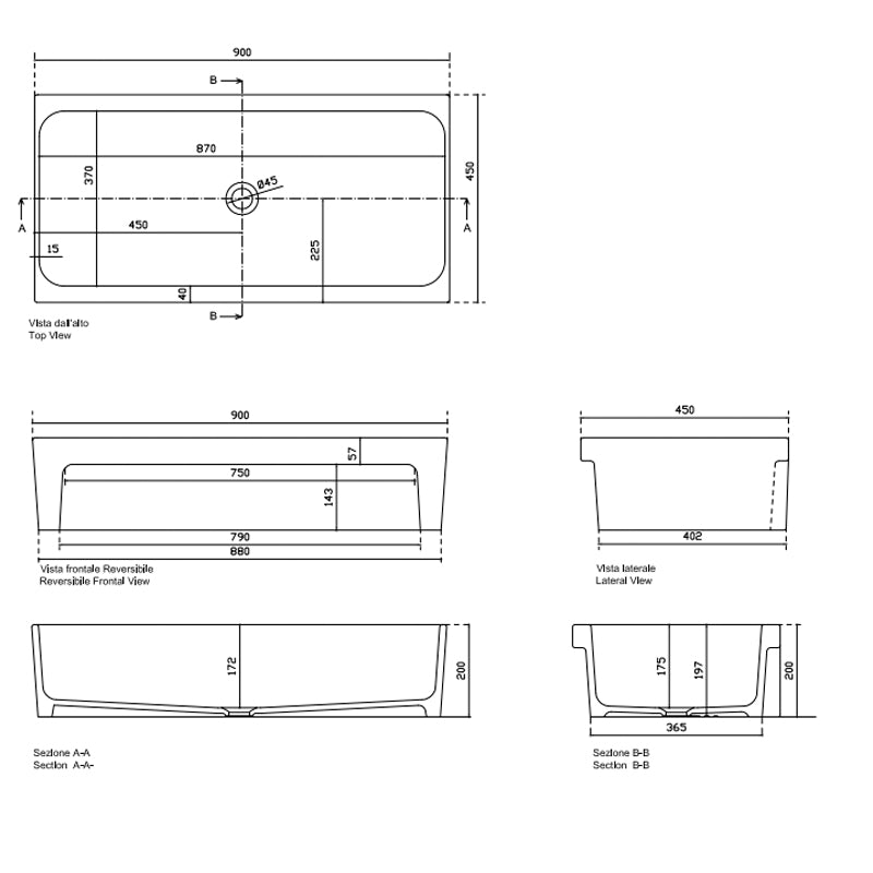 Lavabo a canale ceramica bianca 90x45x20 cm by CeramicStore | Lo specialista del tuo bagno