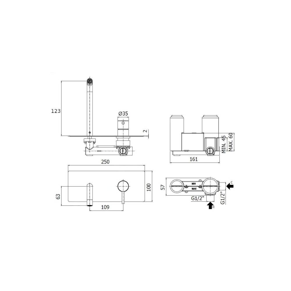 Miscelatore ad incasso per lavabo serie Stick modello SK104ST con corpo incasso steel lookig Paffoni by CeramicStore | Lo specialista del tuo bagno