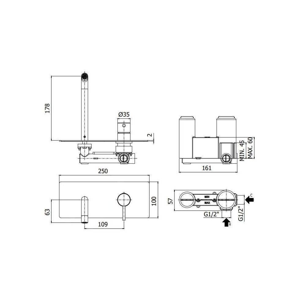 Miscelatore ad incasso per lavabo serie Stick modello SK105ST con corpo incasso steel lookig Paffoni by CeramicStore | Lo specialista del tuo bagno