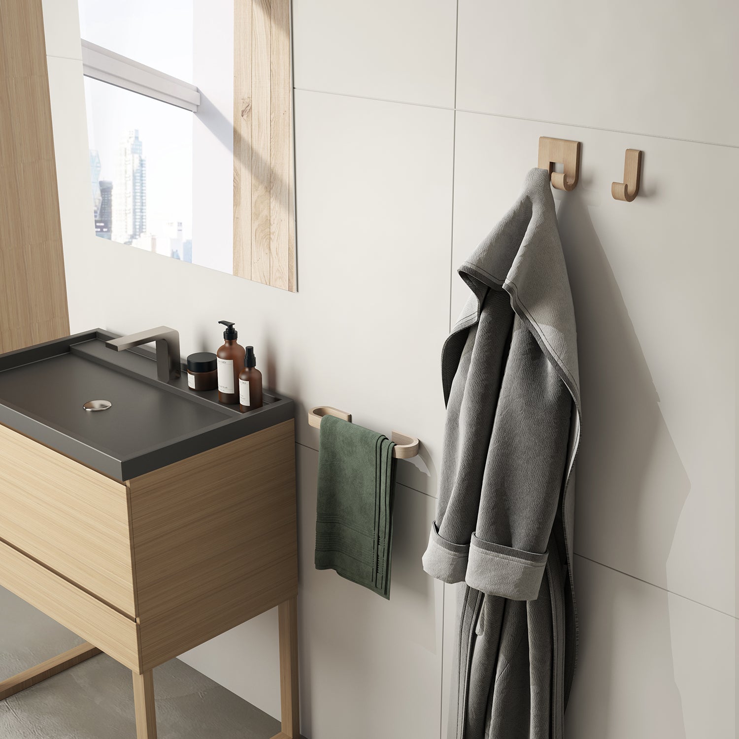 Portasalviette 40 cm in bamb๠Gedy serie Himalaya - Naturale by CeramicStore | Lo specialista del tuo bagno