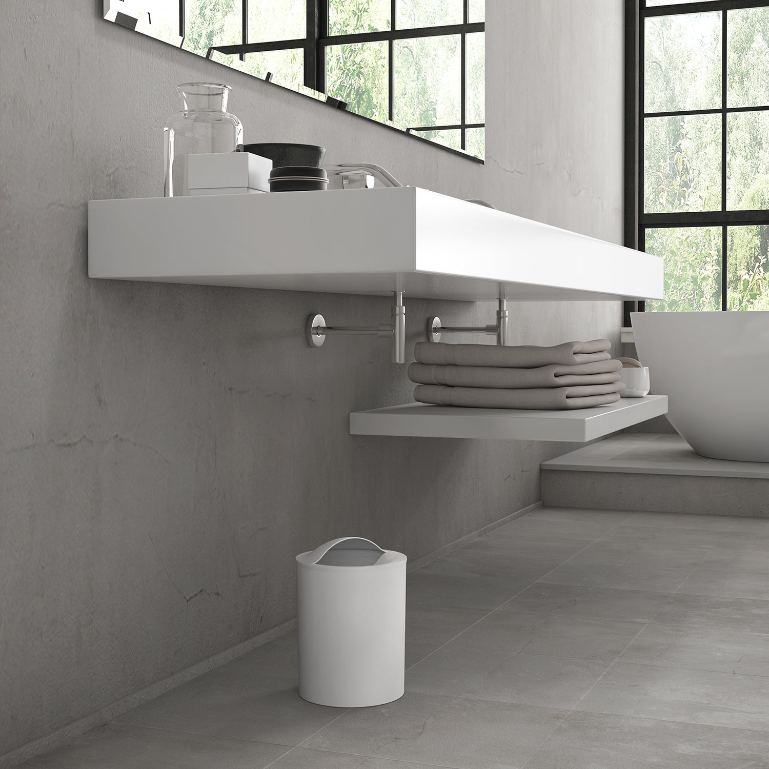 Cestino bagno da appoggio modello Eye di Gedy - Bianco by CeramicStore | Lo specialista del tuo bagno